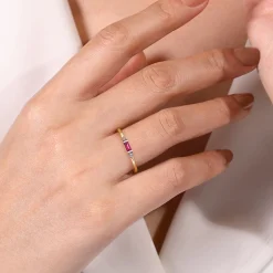 Sale Gabriel & Co. 14K Yellow Gold Diamond and Ruby Stackable Ring