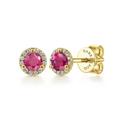 Online Gabriel & Co. 14K Yellow Gold Diamond and Ruby Stud Earrings