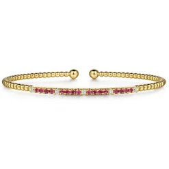 Online Gabriel & Co. 14K Yellow Gold Diamond and Ruby Bangle