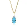 Best Gabriel & Co. 14K Yellow Gold Diamond And Swiss Blue Topaz Pendant Necklace