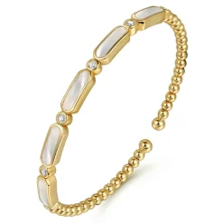 Discount Gabriel & Co. 14K Yellow Gold Diamond and White Mother Pearl Bangle