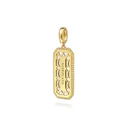 Discount Gabriel & Co. 14K Yellow Gold Diamond and White Mother of Pearl Bujukan Medallion Pendant With Detachable Bail
