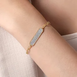 Clearance Gabriel & Co. 14K Yellow Gold Diamond Bar Chain Bracelet