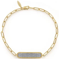 Clearance Gabriel & Co. 14K Yellow Gold Diamond Bar Chain Bracelet
