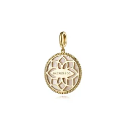Best Gabriel & Co. 14K Yellow Gold Diamond Blue Sapphire 24mm Compass Medallion Pendant With Detachable Bail