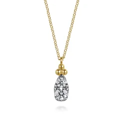 Sale Gabriel & Co. 14K Yellow Gold Diamond Bujukan Teardrop Pendant Necklace