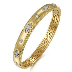 New Gabriel & Co. 14K Yellow Gold Diamond Bujukan Bangle