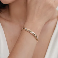 New Gabriel & Co. 14K Yellow Gold Diamond Bujukan Bangle