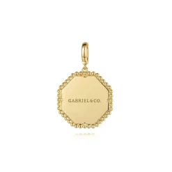 Clearance Gabriel & Co. 14K Yellow Gold Diamond Bujukan Starburst Hexagon Medallion Pendant With Detachable Bail
