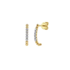 Sale Gabriel & Co. 14K Yellow Gold Diamond Bujukan Butter Cup J Hoop Earrings