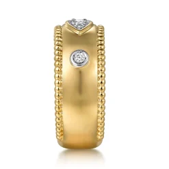 Hot Gabriel & Co. 14K Yellow Gold Diamond Bujukan Wide Band Ladies Ring