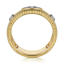Hot Gabriel & Co. 14K Yellow Gold Diamond Bujukan Wide Band Ladies Ring