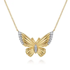 Hot Gabriel & Co. 14K Yellow Gold Diamond Butterfly Pendant Necklace