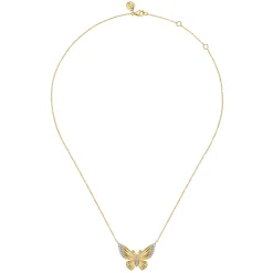 Hot Gabriel & Co. 14K Yellow Gold Diamond Butterfly Pendant Necklace
