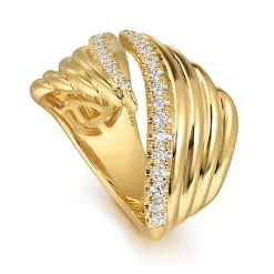 Gabriel & Co. 14K Yellow Gold Diamond Bypass Ladies Ring
