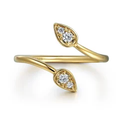 Discount Gabriel & Co. 14K Yellow Gold Diamond By-pass Ladies Ring
