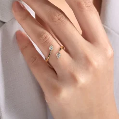 Discount Gabriel & Co. 14K Yellow Gold Diamond By-pass Ladies Ring