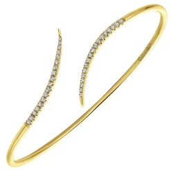 Outlet Gabriel & Co. 14K Yellow Gold Diamond Bypass Open Bangle