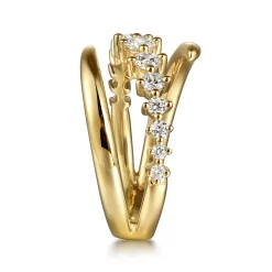 Hot Gabriel & Co. 14K Yellow Gold Diamond Bypass Ring