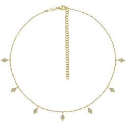 New Gabriel & Co. 14K Yellow Gold Diamond Choker Necklace with Diamond Kite Drops