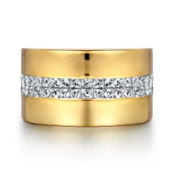 New Gabriel & Co. 18K Yellow Gold Diamond Cigar Band