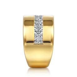 New Gabriel & Co. 18K Yellow Gold Diamond Cigar Band