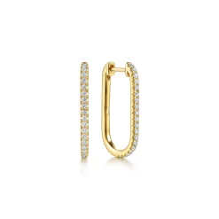 Clearance Gabriel & Co. 14K Yellow Gold Diamond Classic Elongated Oval Hoop Earrings