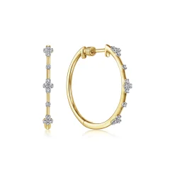 New Gabriel & Co. 14K Yellow Gold Diamond Classic Hoop Earrings 20mm