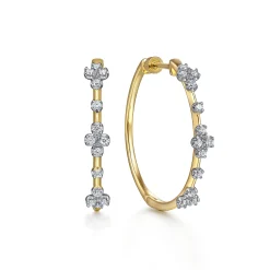 Best Gabriel & Co. 14K Yellow Gold Diamond Classic Hoop Earrings 30mm