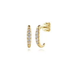 Best Gabriel & Co. 14K Yellow Gold Diamond Classic J Hoop Earrings