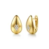 New Gabriel & Co. 14K Yellow Gold Diamond Clover Huggie Earrings