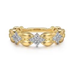 Discount Gabriel & Co. 14K Yellow Gold Diamond Clover Station Ring