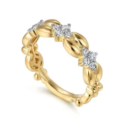Discount Gabriel & Co. 14K Yellow Gold Diamond Clover Station Ring