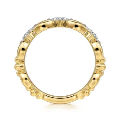 Discount Gabriel & Co. 14K Yellow Gold Diamond Clover Station Ring