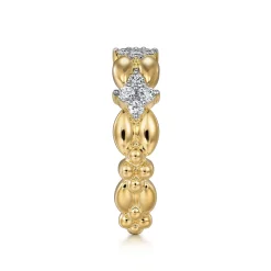 Discount Gabriel & Co. 14K Yellow Gold Diamond Clover Station Ring
