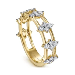 Online Gabriel & Co. 14K Yellow Gold Diamond Cluster Station Ring