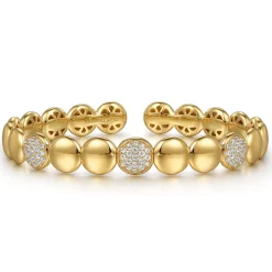Sale Gabriel & Co. 14K Yellow Gold Diamond Cluster Cuff Bangle