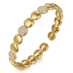 Sale Gabriel & Co. 14K Yellow Gold Diamond Cluster Cuff Bangle