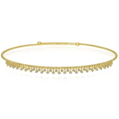 Clearance Gabriel & Co. 14K Yellow Gold Diamond Clusters Bujukan Beaded Choker Necklace