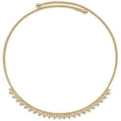 Clearance Gabriel & Co. 14K Yellow Gold Diamond Clusters Bujukan Beaded Choker Necklace