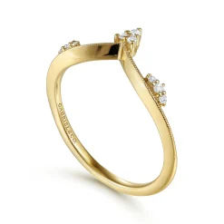 New Gabriel & Co. 14K Yellow Gold Diamond Cluster Chevron Ring