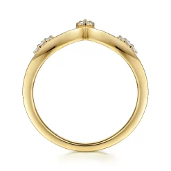 New Gabriel & Co. 14K Yellow Gold Diamond Cluster Chevron Ring