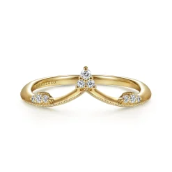 New Gabriel & Co. 14K Yellow Gold Diamond Cluster Chevron Ring