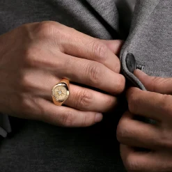 Hot Gabriel & Co. 14K Yellow Gold Diamond Compass Signet Ring
