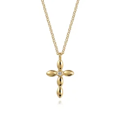 Sale Gabriel & Co. 14K Yellow Gold Diamond Cross Necklace 0.02ct