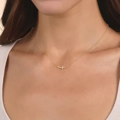 Gabriel & Co. 14K Yellow Gold Diamond Cross Necklace 0.07ct