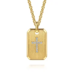 Outlet Gabriel & Co. 14K Yellow Gold Diamond Cross Pendant