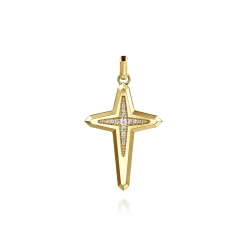 Clearance Gabriel & Co. 14K Yellow Gold Diamond Cross Pendant