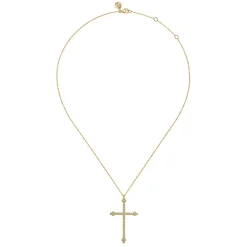 Discount Gabriel & Co. 14K Yellow Gold Diamond Cross Pendant Necklace