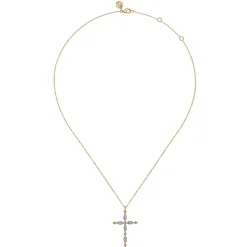Sale Gabriel & Co. 14K Yellow Gold Diamond Cross Pendant Necklace-Bujukan